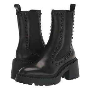Ash Studded Black Chunky Heeled Boots Sz 39/9